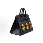 HERMES爱⻢仕 Birkin 20 ⿊扣 ⼥款 雾⾯⿊拼橙⾊拼琥珀⾊